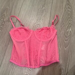 Pink Lace Bustier Top